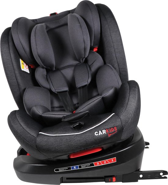 Carkids kinderzitje/autostoel ISOFIX 360 graden draaibaar - Grijs - groep 0+/1/2/3