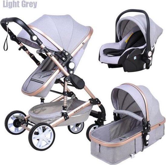 Luxiqo Kinderwagen 3-in-1 - Kinderwagen - Wandelwagen - Buggy - Buggy Kinderwagen - 62 x 105 x 81 cm