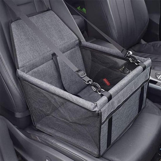 Luxe Hondenstoel auto – Donkergrijs - Autostoel hond – Hondenmand voor in de auto – Autozitje – LumifyMe - 40 x 34 x 25 cm