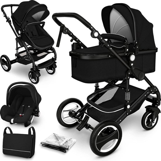 Sens Design Kinderwagen 3 in 1 - met luiertas - Zwart