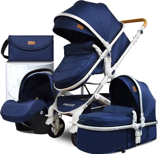 Loft Home® 4-in-1 Kinderwagen | Incl. Autostoeltje en tas | Wandelwagen | Opvouwbaar | Buggy | Verstelbaar | Maxi Cosi | 0 tot 36 Maanden | Blauw