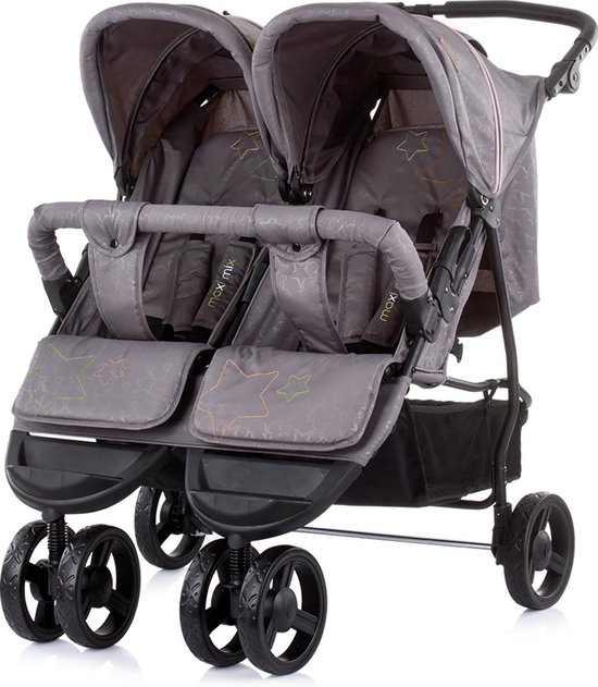 Duo Kinderwagen 0+ new borns Chipolino Maxi Mix antraciet asphalt met luiertas