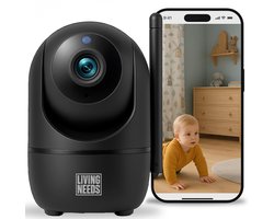 Living Needs - Babyfoon met Camera en App - Zwart - Full HD en Nachtzicht - Baby monitor met Geluids- en Bewegingsdetectie
