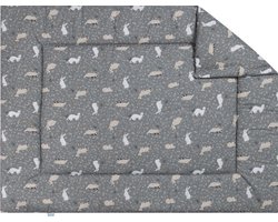 BINK Bedding Boxkleed Bunny 80 x 100 cm - vulling fiberfill 400 grams - speelkleed - parklegger - konijn - hermelijn - das - grijs - taupe - beige - bloemen - tweezijdig