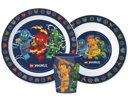Lego Ninjago Serviesset - Beker 260 ml - Diepe kom - Plat bord - 3 stuks - Elemental - Eetset met beker - Voor verjaardagen en feestjes - Voor kinderen - Voor jongens