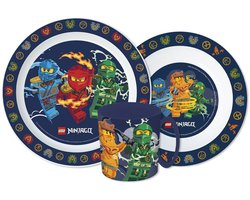 Lego Ninjago Serviesset - Mok 390 ml - Diepe kom - Plat bord - 3 stuks - Elemental - Eetset met beker - Voor verjaardagen en feestjes - Voor kinderen - Voor jongens