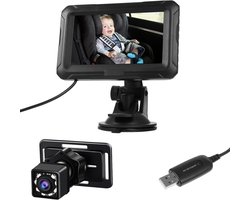 Auto Babyfoon 1080P Nachtzichtcamera voor Zuigelingen Kinderen Huisdieren 4,3 Inch 150 ° Kijkhoek (met USB-kabel)