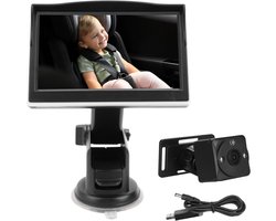 Baby autokamera - Babyfoon met scherm - Veilig autorijden - 1080P HD nachtzicht - 5 inch scherm - Zwart