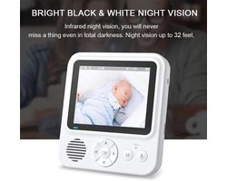 Babyfoon - Videomonitor - Babycamera met nachtzicht - Babykamerbewaking - Tweewegsaudio - 2,8 inch HD - Wit