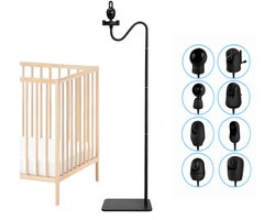 ADEL Babyfoonhouder met Voetstandaard - Babyfoon Houder - Universeel voor elk Merk - Extra Stevig voor Zorgeloos Zicht - Incl. NL Handleiding - Zwart
